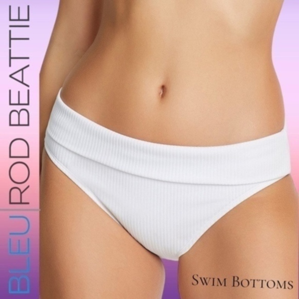 BLEU ROD BEATTIE Walk the Line Ribbed Fold-Over Hipster Bikini Bottoms-14 NWT